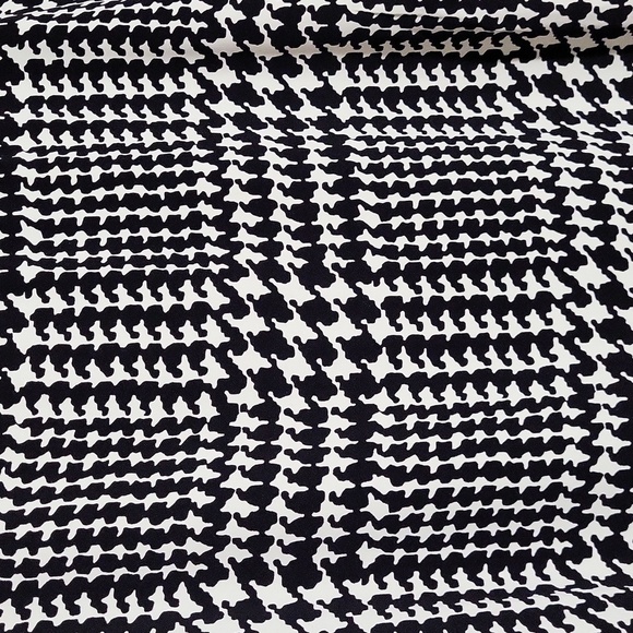 Talbots Womens 2XP Black White Houndstooth 3/4 Sleeve Keyhole Neck Blouse Flowy - Picture 5 of 6